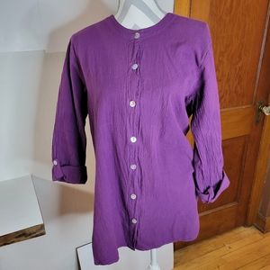 Womans Chicos Design Purple Tunic Button Front Size 1 100% cotton